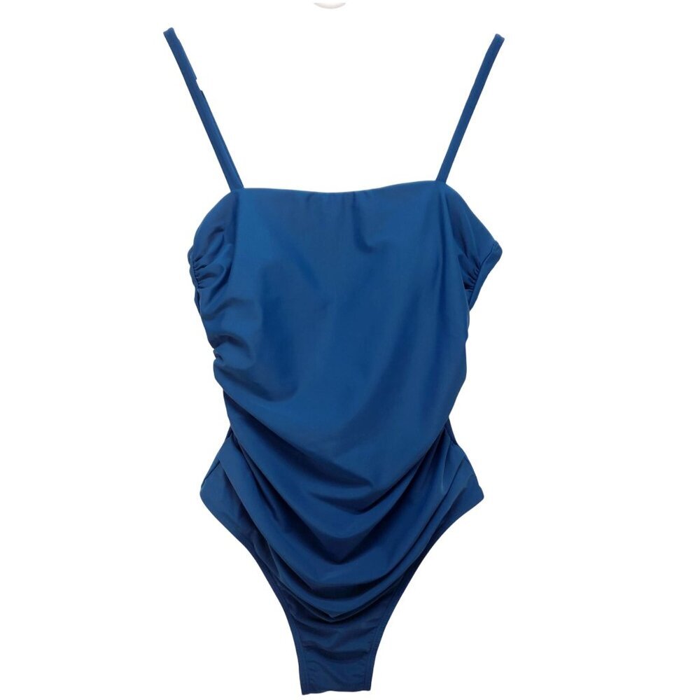 Womens Blue One-Piece Swimsuit With Adjustable Straps & Ruched Details Size S - Picture 6 of 9